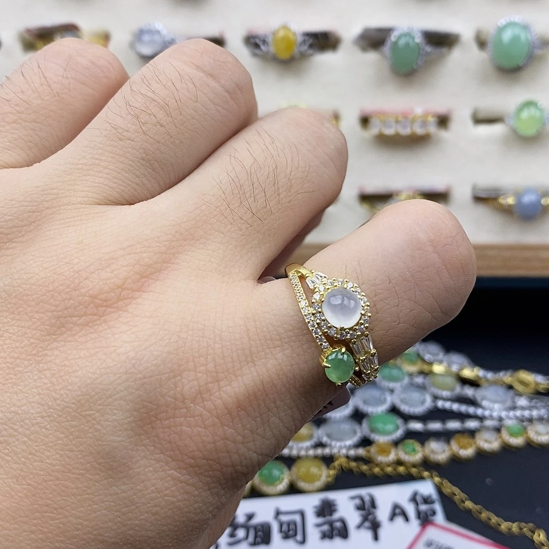 翡翠银S925镶嵌戒指