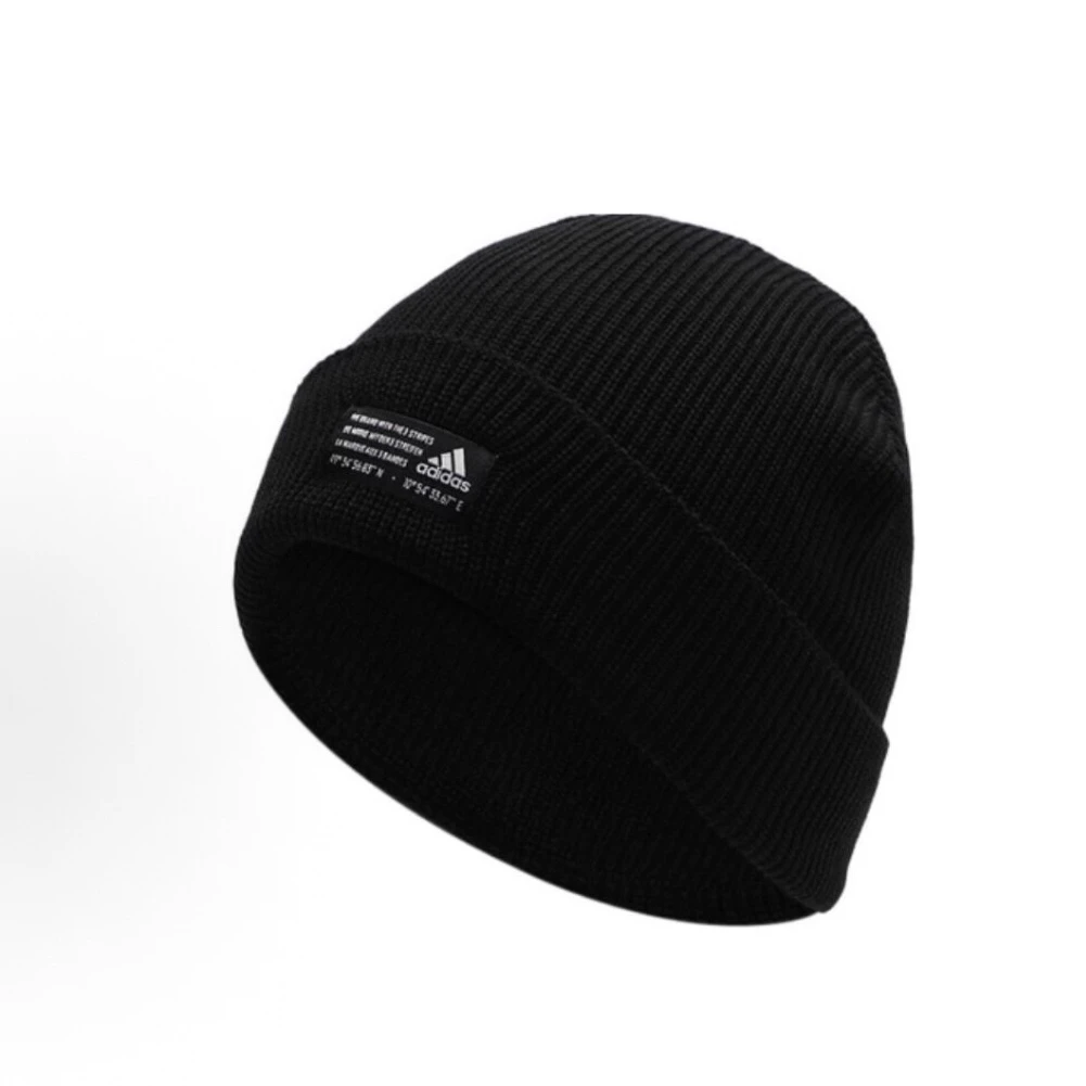 adidas 徽标运动针织 绒线帽 男女同款 黑色FS9033