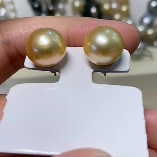 海水珍珠耳饰银S925镶嵌12.1