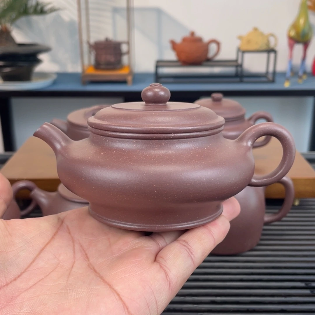 紫砂茶壶底槽青虚扁200cc