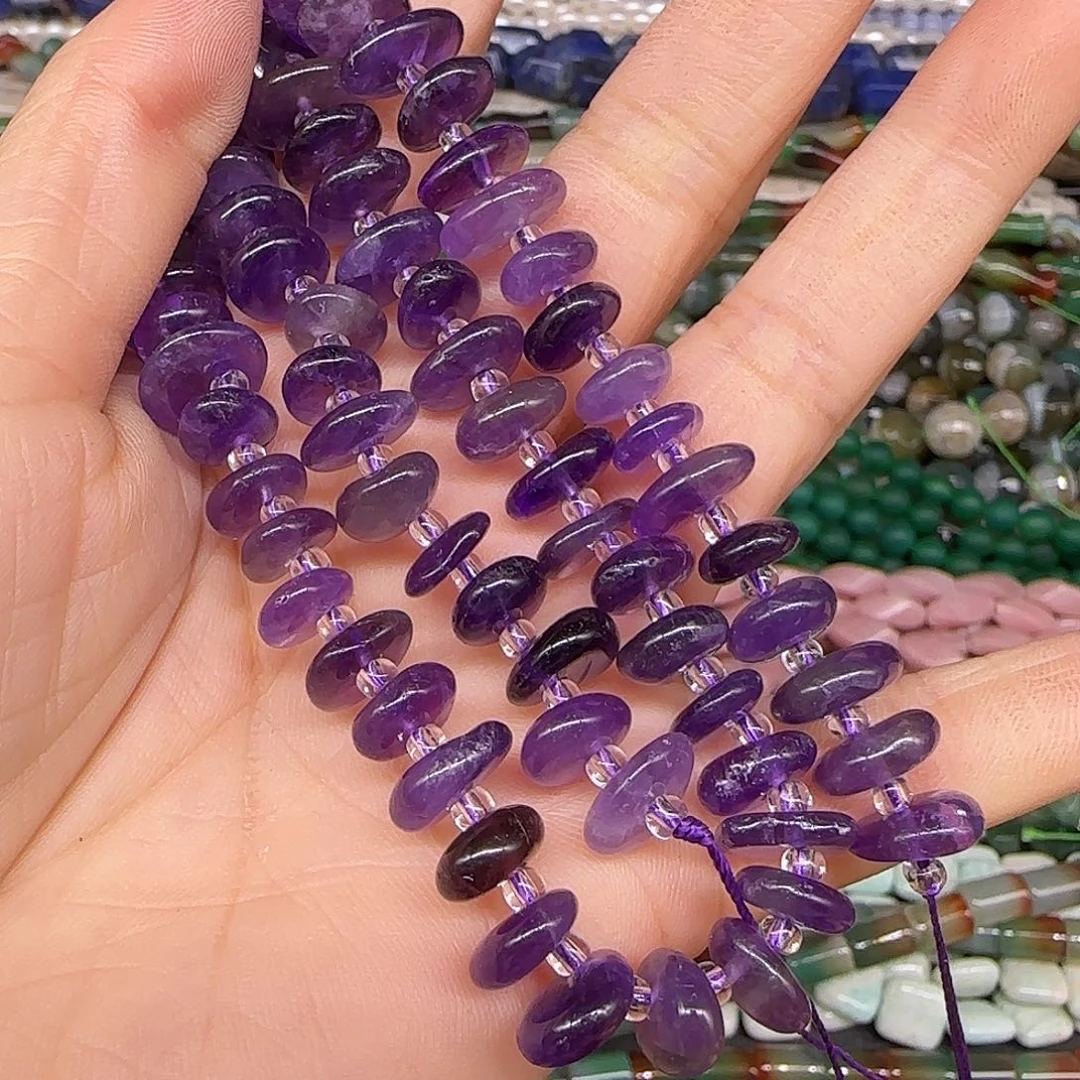 玛瑙/玉髓合金珠宝半成品紫水晶8-10mm一条