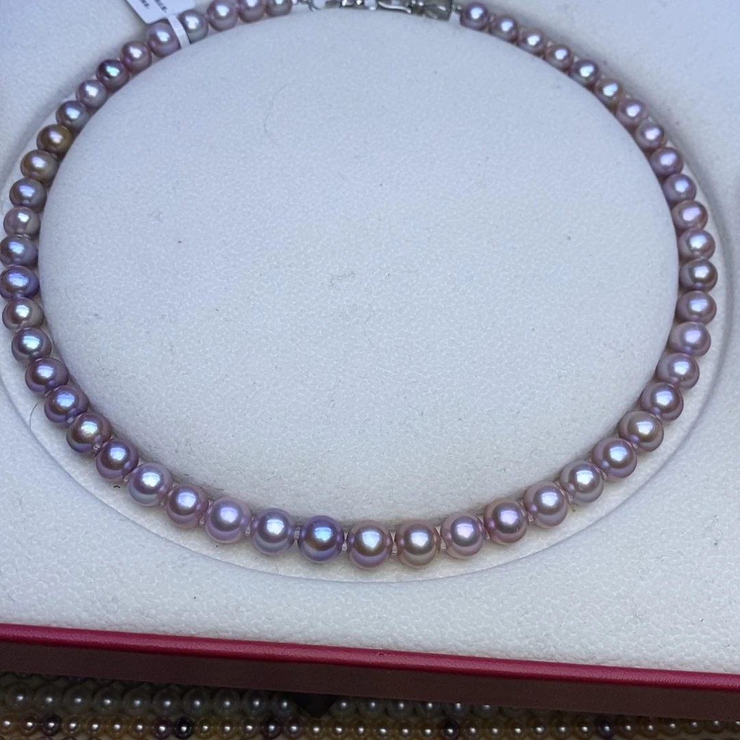 项链未镶嵌淡水珍珠无核 粉紫