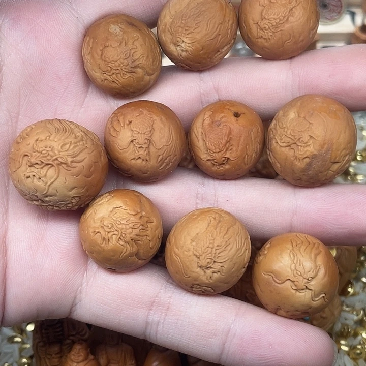 橄榄核手串/手链薄意雕龙球