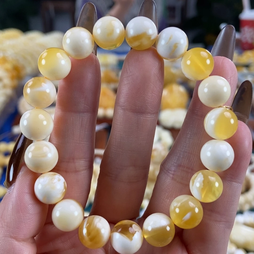 琥珀未镶嵌珠宝奇石10圆珠12.8