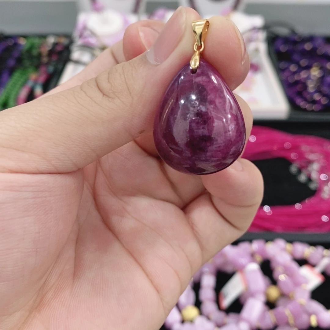 红宝石吊坠银S925镶嵌