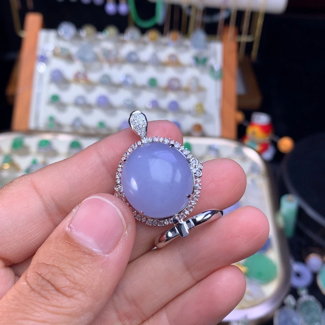 翡翠戒指18K金镶嵌蛋面两用款