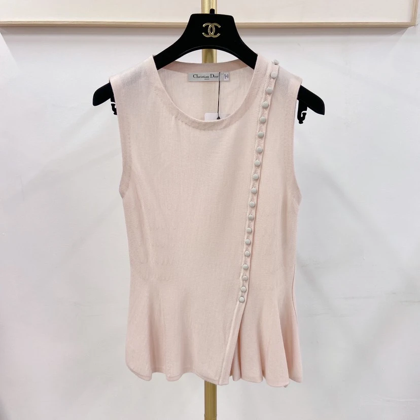 95新 DIOR/迪奥 粉色无袖马甲T恤/0360480014013