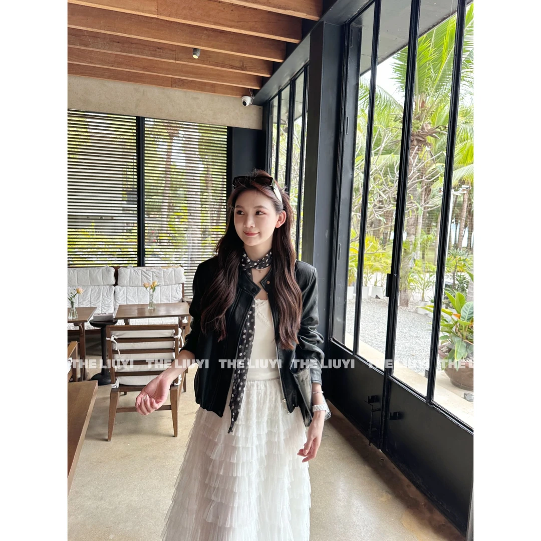 【LIUYI】高光皮衣~春季立领皮衣外套52125