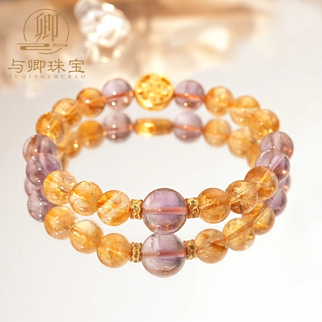 【上青云】与卿 黄塔晶8mm+巴西紫水晶10mm+巴西紫水晶mm