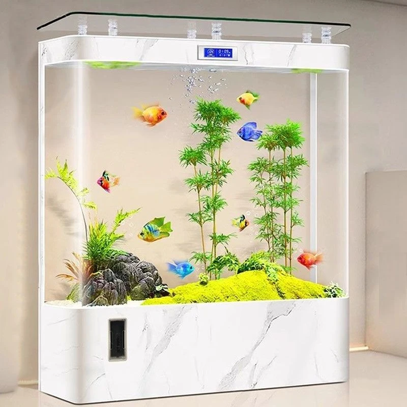 2025玄关新款空气鱼缸客厅家用热带鱼鱼缸家用网红立式全自动全套
