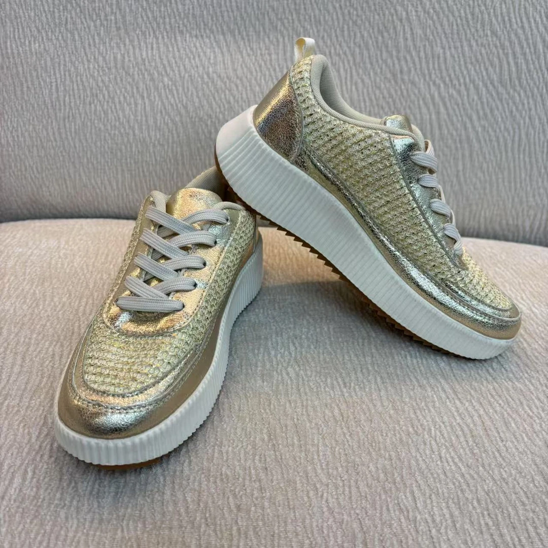 【特价】CXZ4008 双色金银粉编织运动鞋