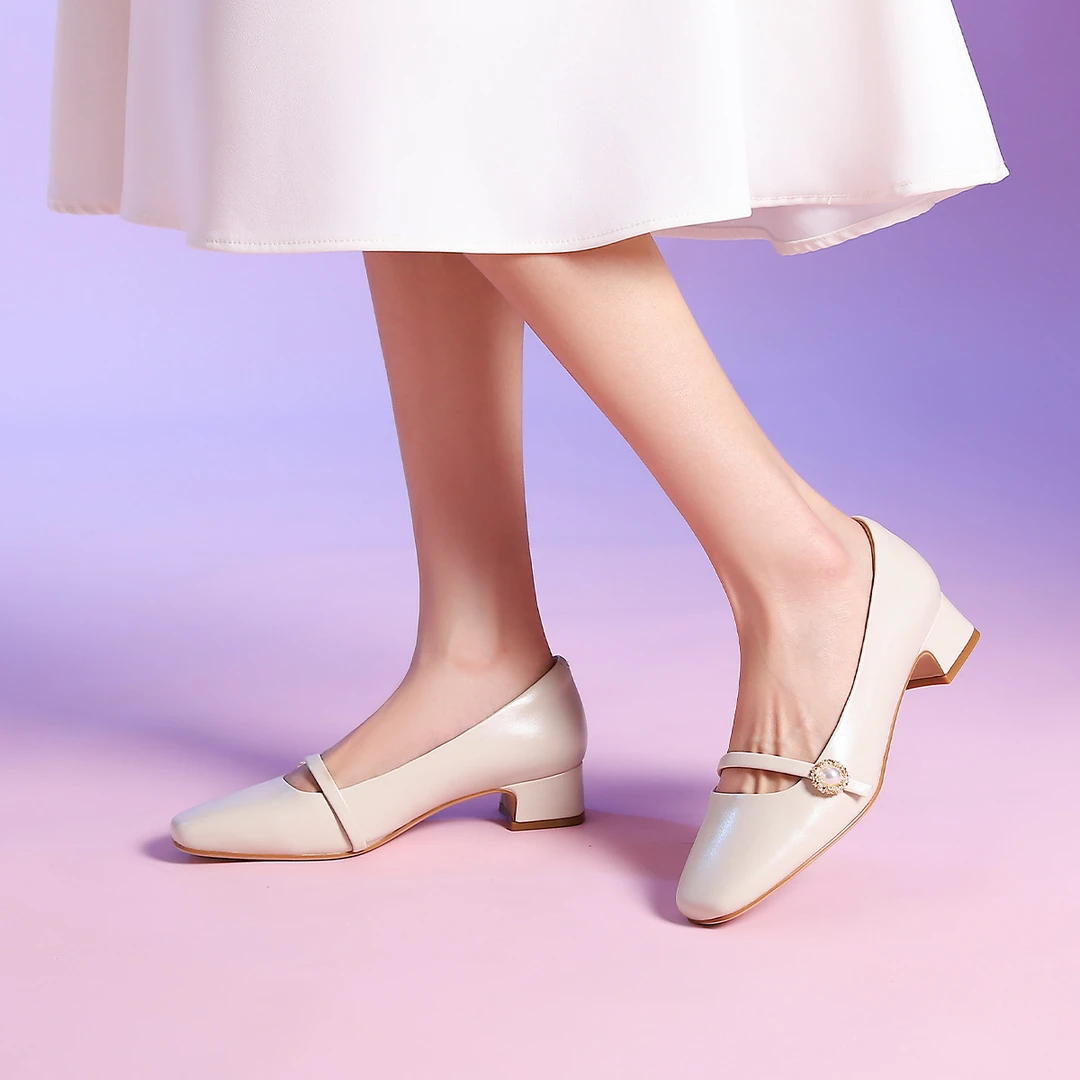 Harson/哈森哈森气质时尚单鞋百搭真皮方头爆款舒适跟鞋HL249412