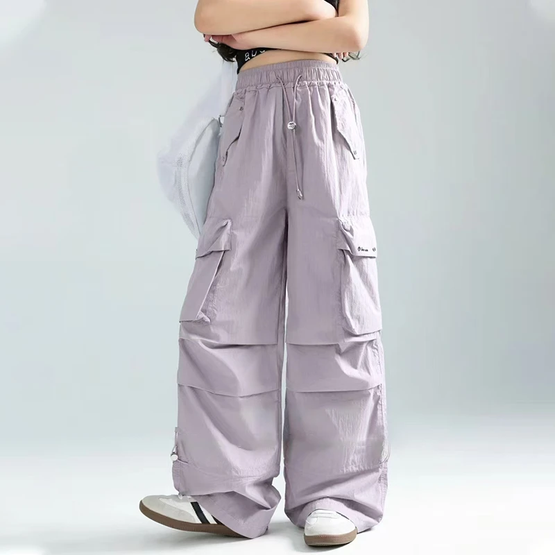女童洋气工装裤夏季宽松休闲裤2025新款中大童时尚洋气百搭伞兵裤