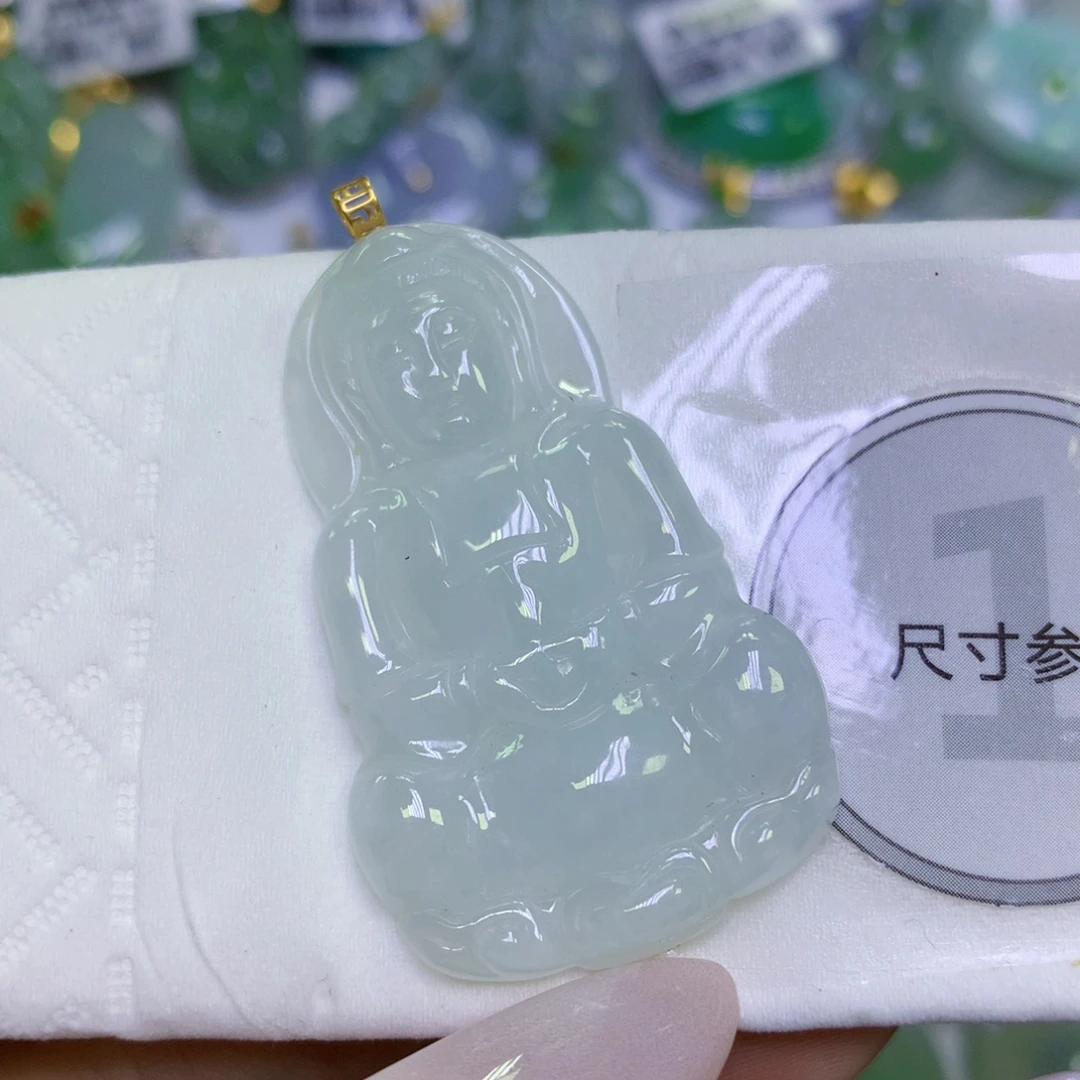 翡翠18K金镶嵌颈饰天然缅甸翡翠a货百元以上9元证书费自理