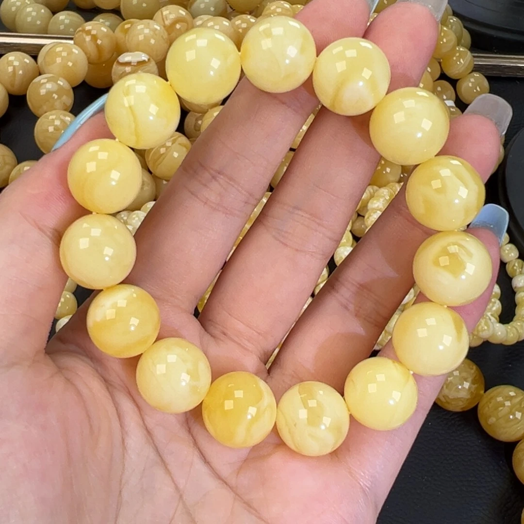 琥珀未镶嵌手链24.2白蜡妖花