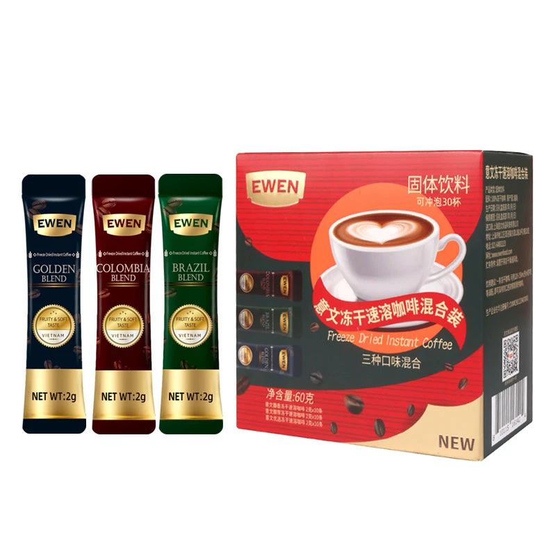 EWEN意文冻干速溶咖啡混合装三种口味新鲜现磨咖啡粉美式黑咖啡