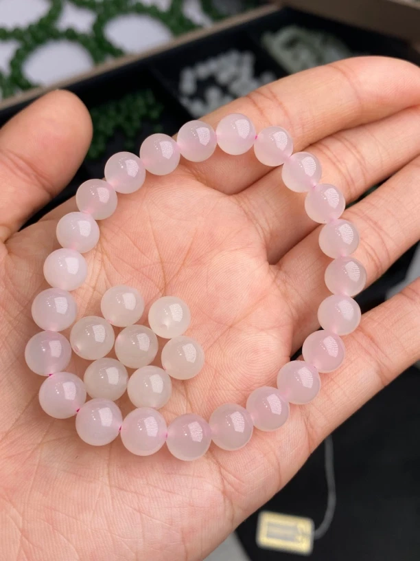 天然和田玉藕粉单珠 8毫米 水头好 性价比高 单颗价格 满80包邮