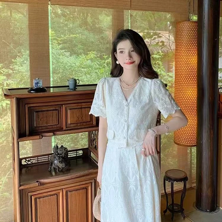 Yeah Me/也觅 休闲百搭修身半身裙套装女-B5347G-B5348G