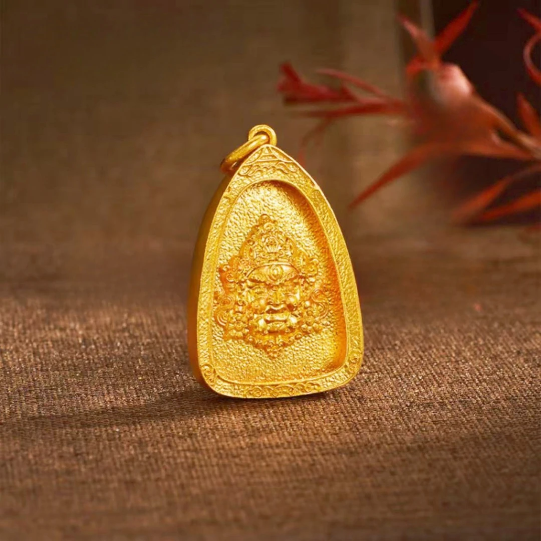 黄金黄财神吊坠时尚双面金色精美（不含链）