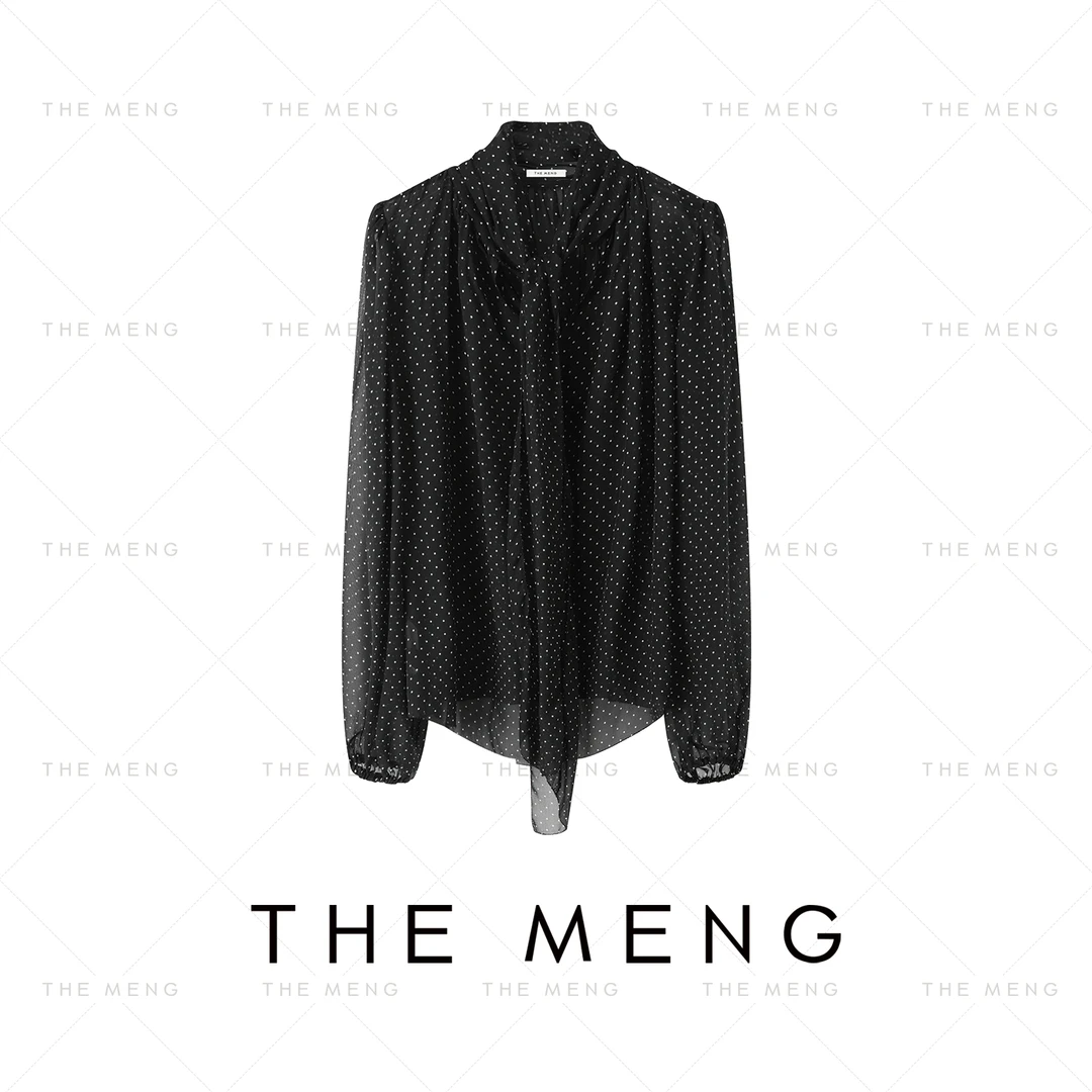 THE MENG【浪漫】8姆米桑蚕丝黑色波点打底罩衫#M243B0009