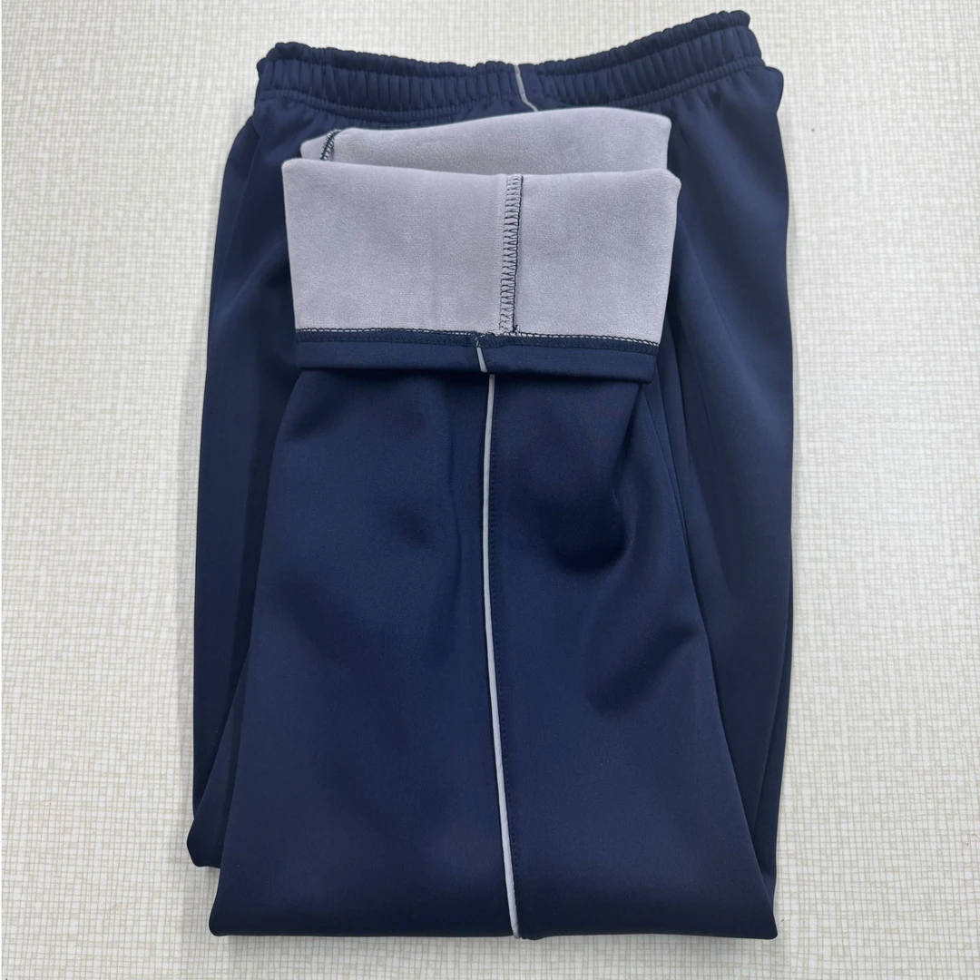 （单条加绒裤子）小学/初中一条杠加绒加厚藏青色冬季校服裤子