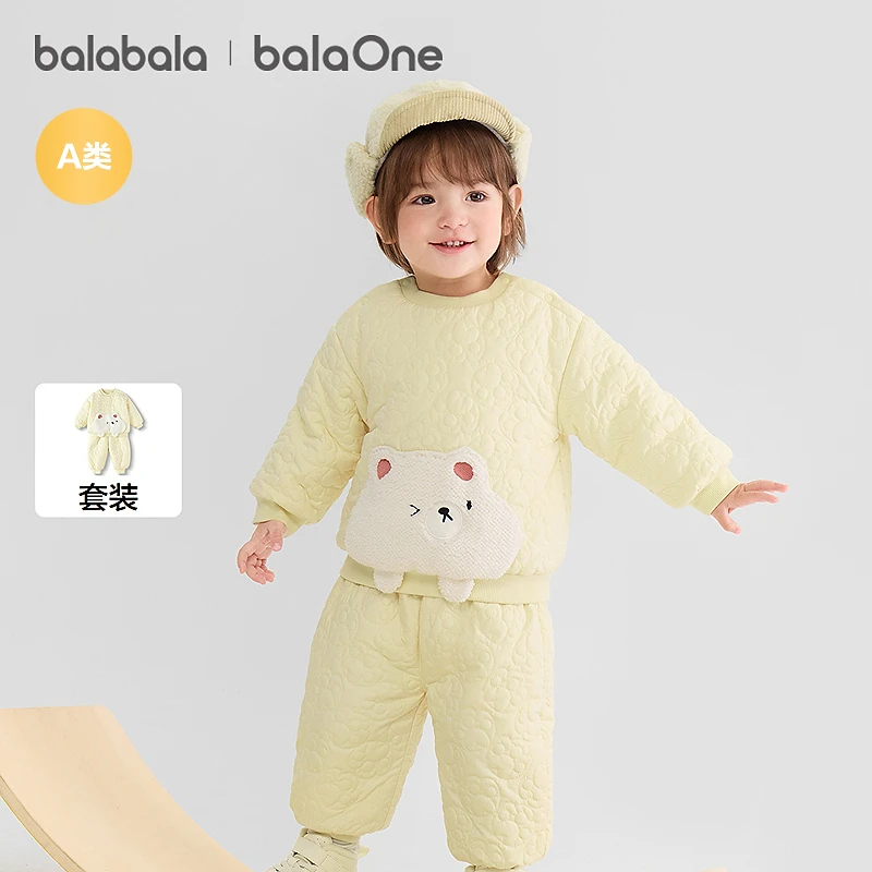 【balaOne】巴拉巴拉儿童套装宝宝2件套新款童装2025秋冬保暖时尚