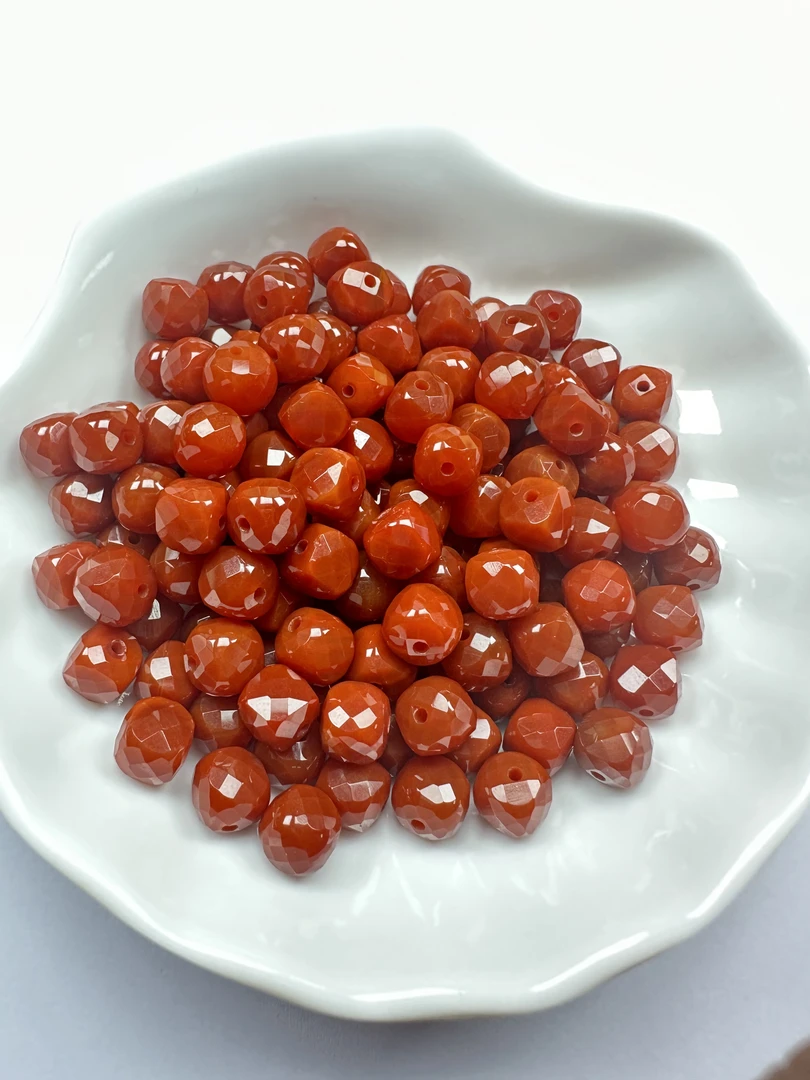 南红卡7切面方糖一颗川料瓦西单珠配饰