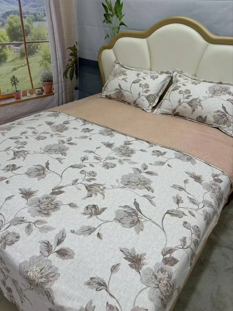 （棉麻风牡丹）悦悦-高端数码印花加厚加密单人双人被罩