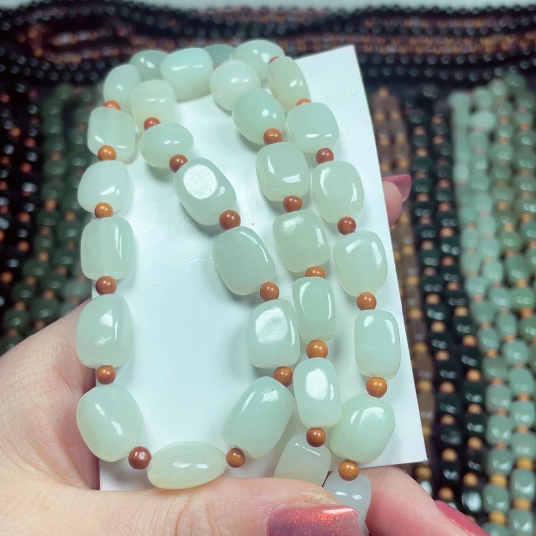 和田玉颈饰9K金镶嵌