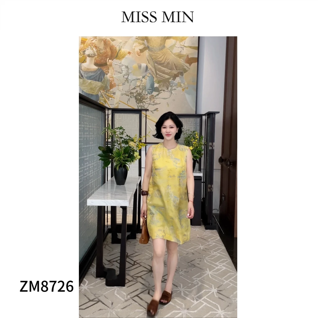 MISS MIN【金风玉露】新中式精致刺绣财阀千金女装显白无袖裙ZM8726