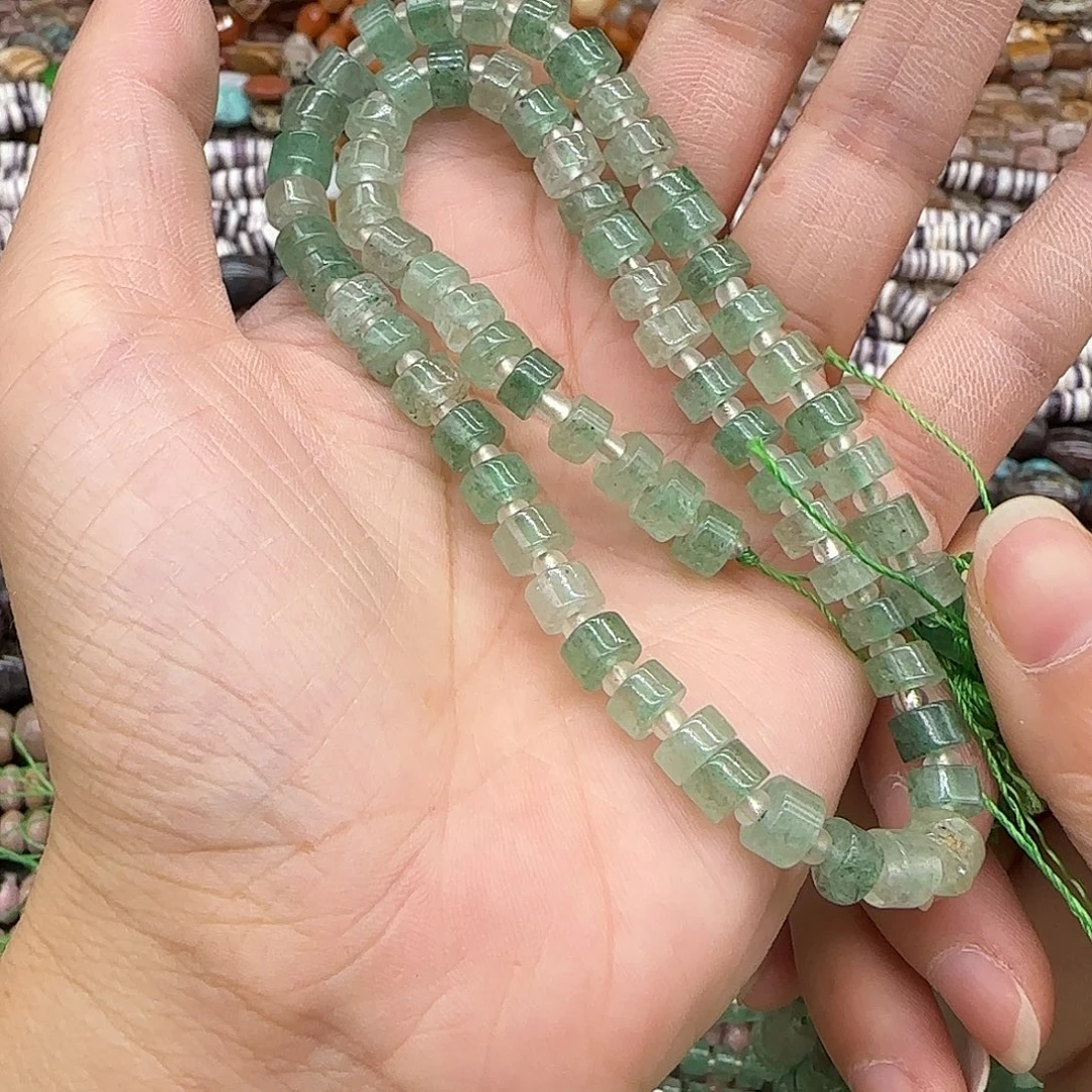 合金玛瑙/玉髓珠宝半成品绿草莓晶6mm一条