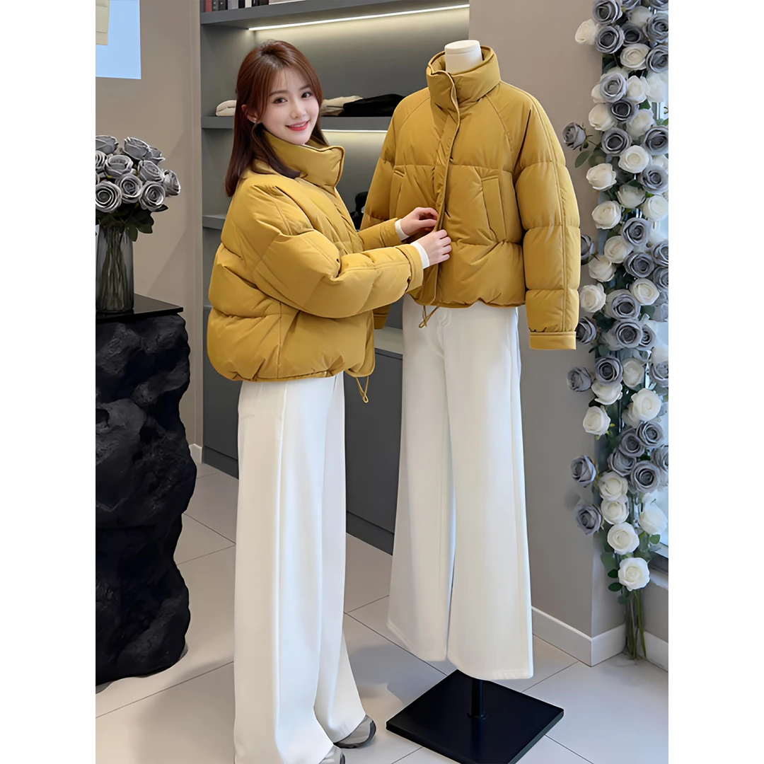 韩系2025秋冬新款棉服女立领小个子显瘦修身加厚保暖设计感外套潮