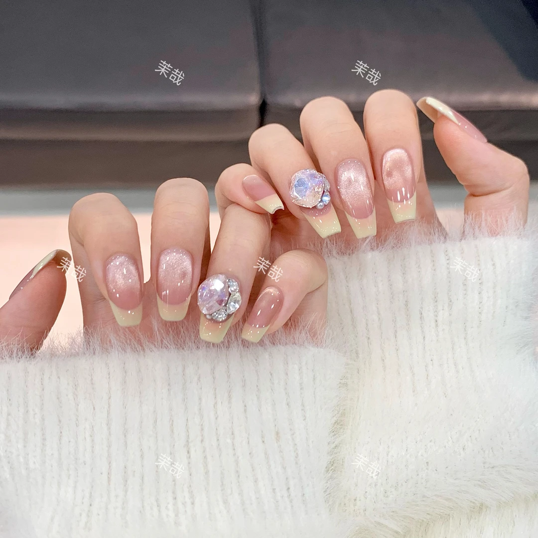 茉哉【厚乳拿铁】纯手工定制美甲可拆卸穿戴甲A3703/B3703 t