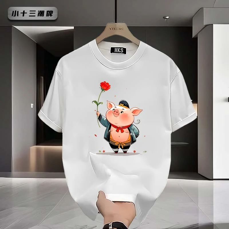 潮牌百搭纯棉休闲运动短袖T恤2025夏季设计印花圆领宽松个性上衣