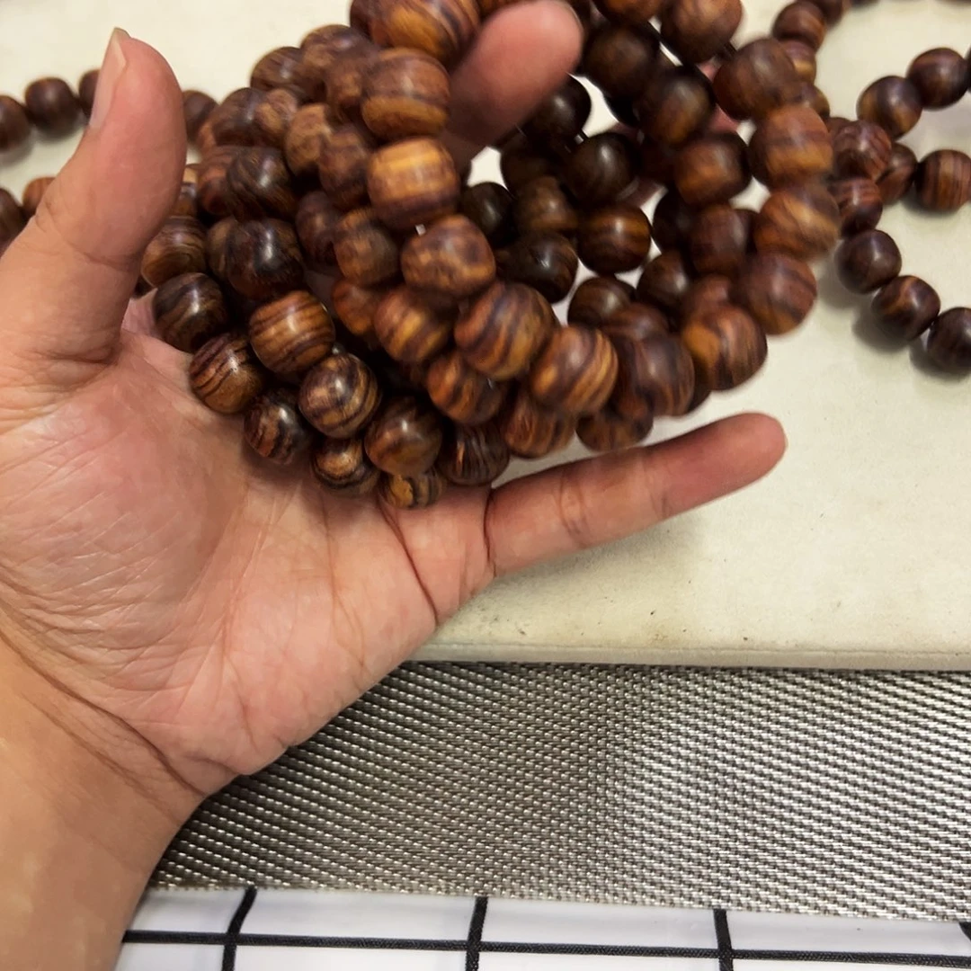 黄花梨/降香黄檀手串/手链14mm粗抛纹理卷小细乱纹