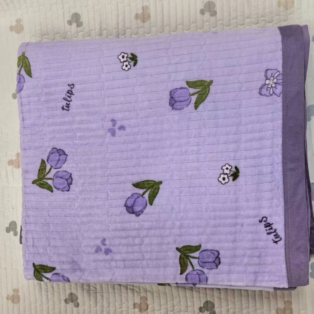 【紫郁金香】牛奶绒加厚床盖冬季专用3