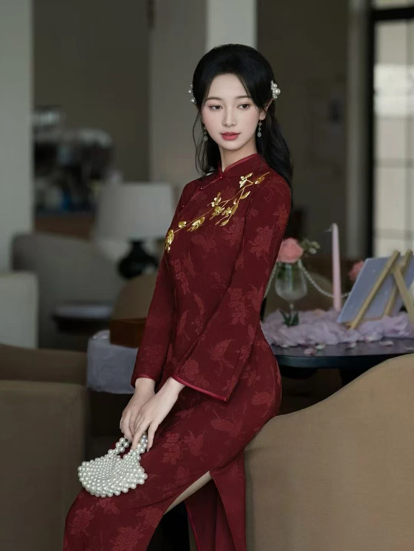 【忘夏】早秋红色旗袍女新中式2025新款连衣裙复古气质敬酒服订婚