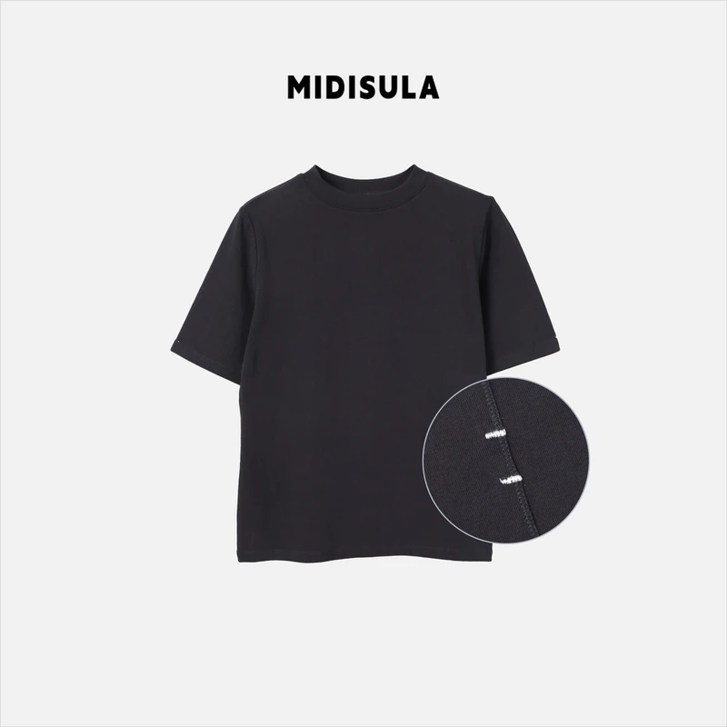 【H.MDSL】春季短袖打底衫圆领高级百搭两线纹显瘦T恤#0064-2501