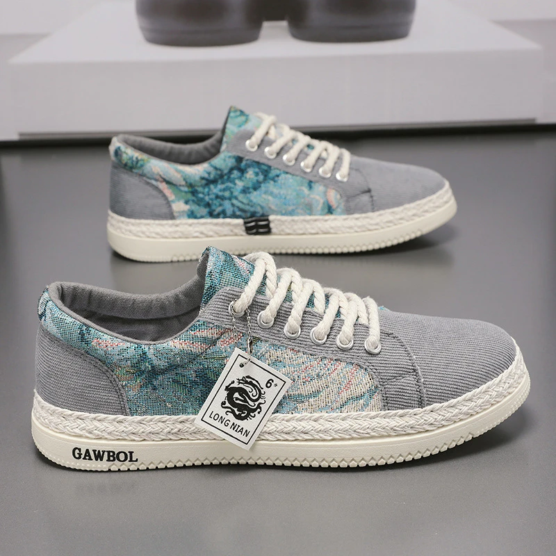 夏季男鞋新款透气帆布鞋男学生韩版潮流百搭老北京布鞋运动平板鞋