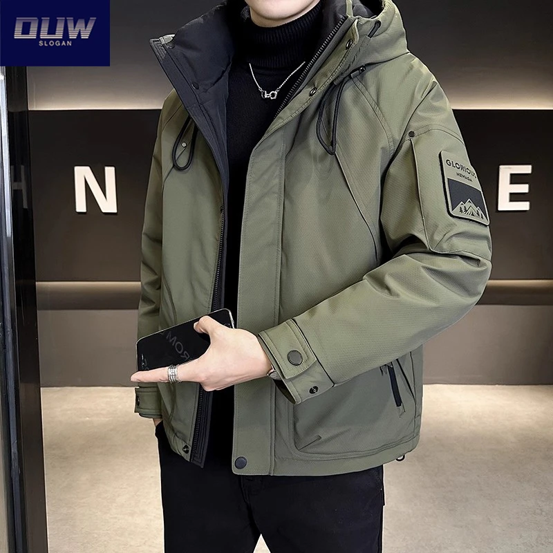 O.U.W户外男士羽绒服冬季加厚2025新款高级感防寒服大码工装外套