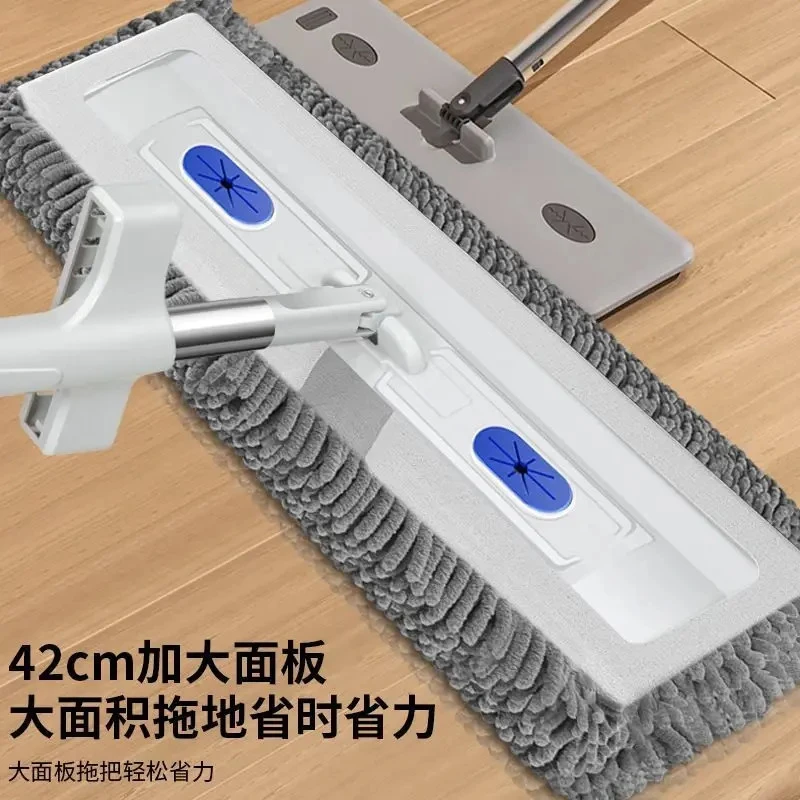 42cm手动免手洗家用板拖平板拖把大面积自动回弹擦地