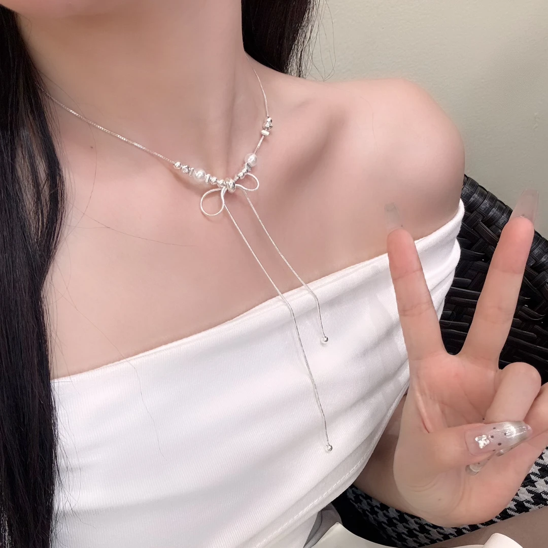 黑糖饰品  超美蝴蝶结轻奢小众锁骨链新款颈链项链X057