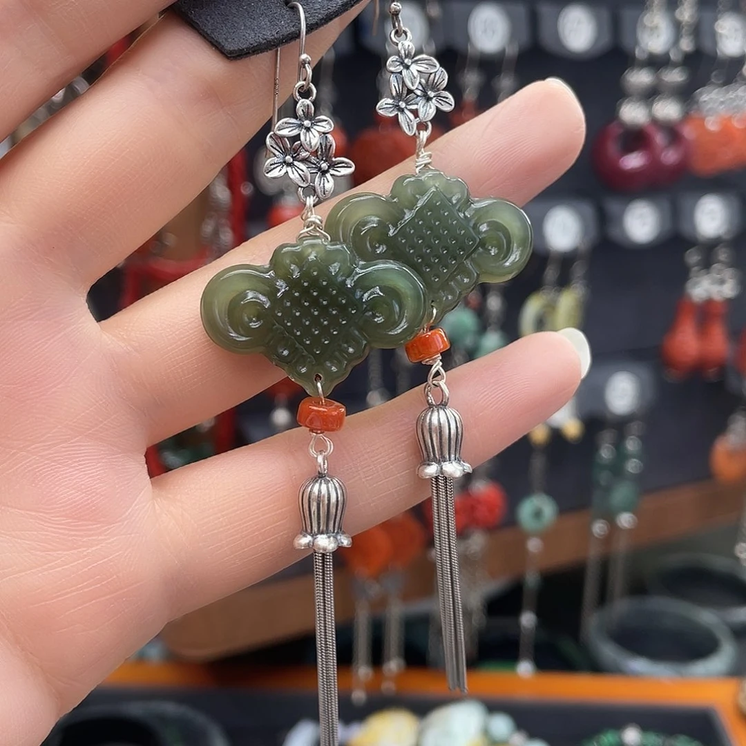 和田玉（糖玉）车挂银S925镶嵌骑****哒（hjhghhh