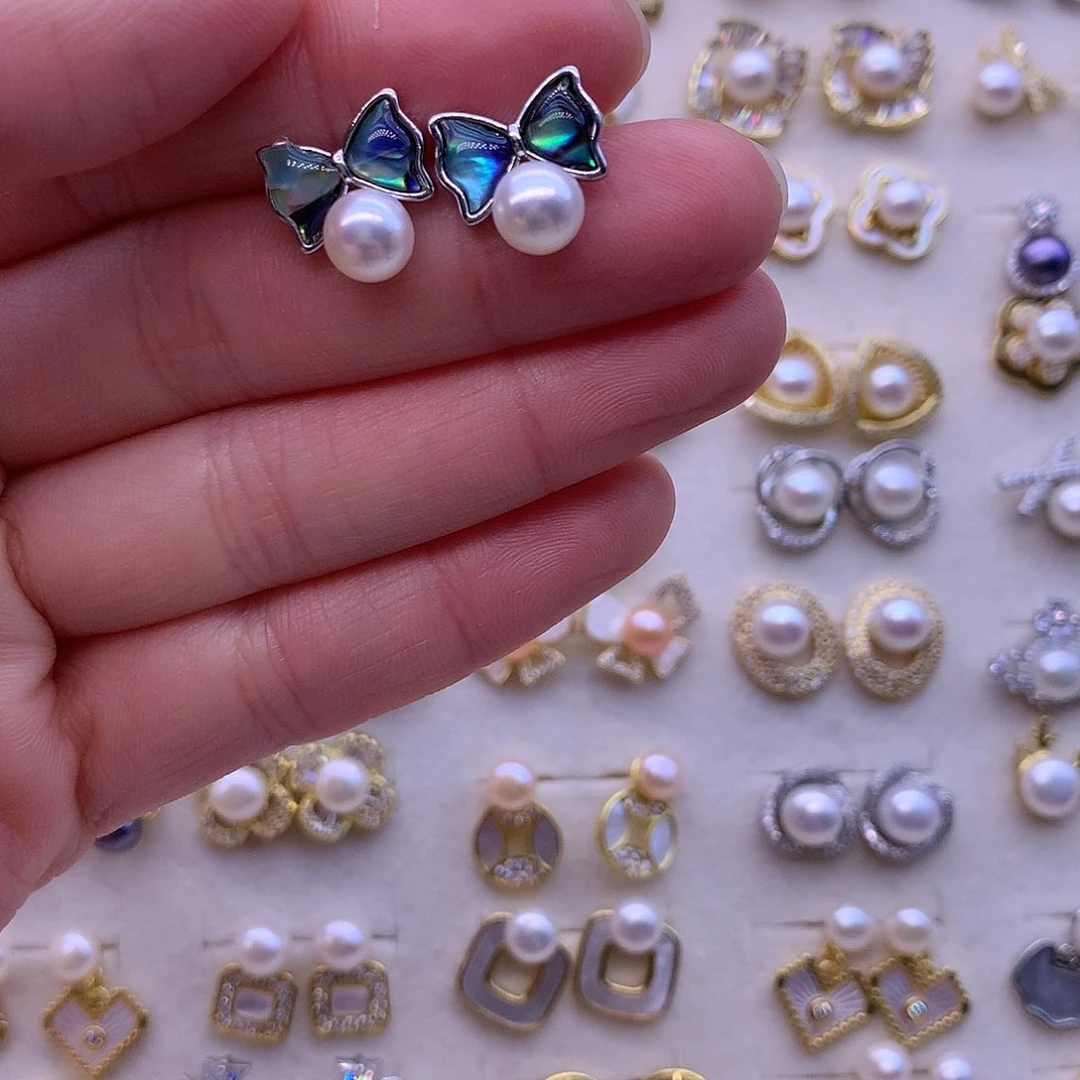 淡水珍珠耳饰合金