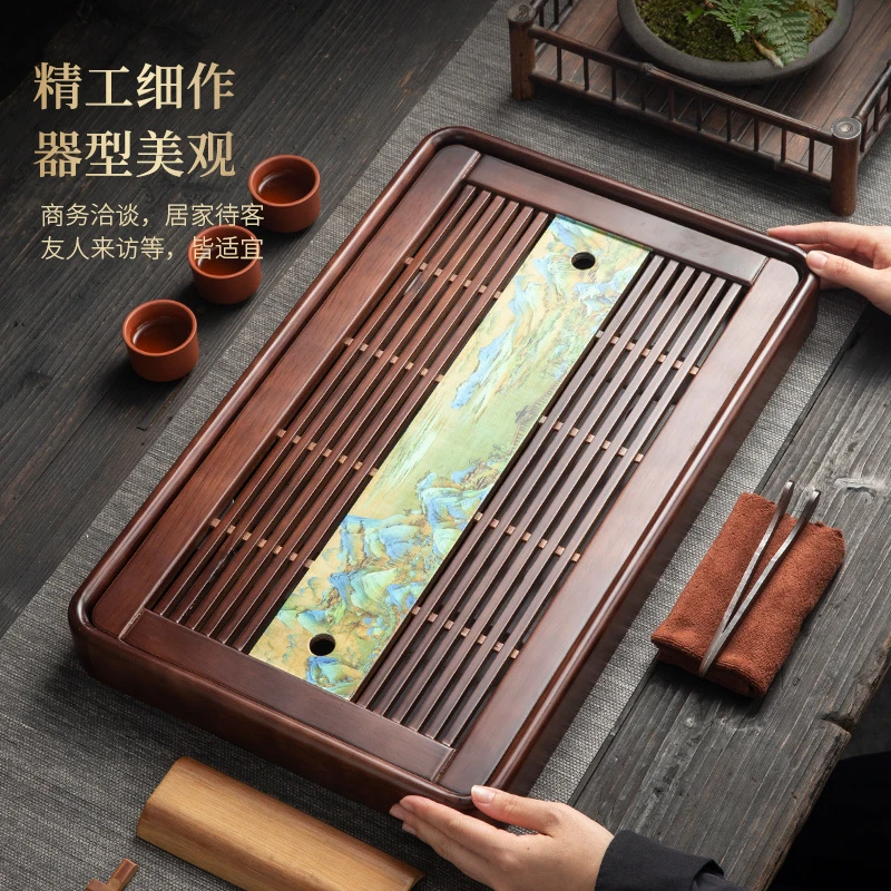 茶盘实木家用简约2025新款功夫茶具干泡茶台排水储水双用托盘茶海