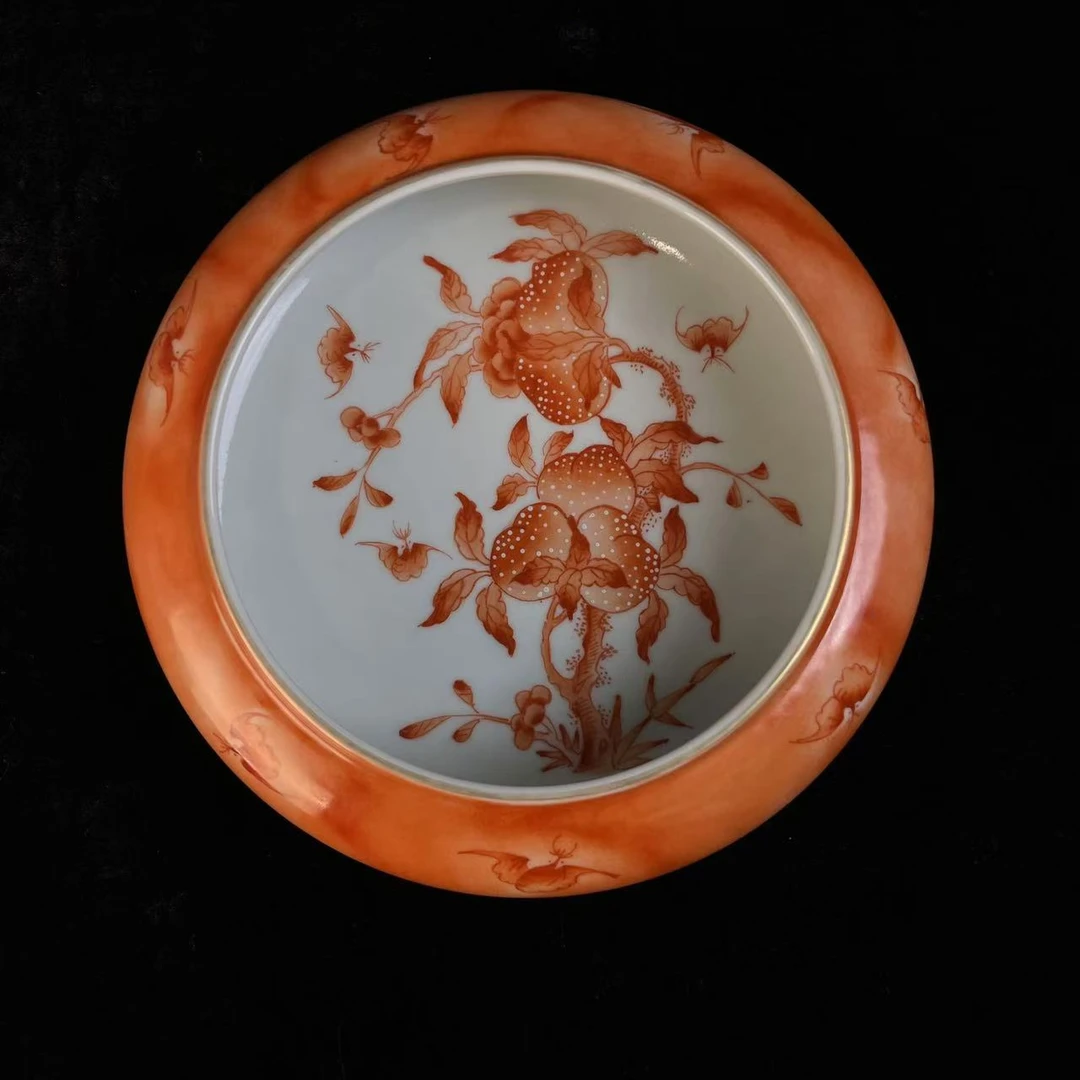 清晚时期矾红笔洗