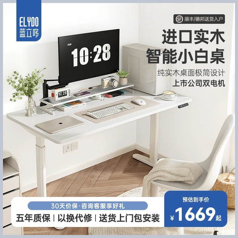 蓝立哆H2ePro双电机电动桌升降电脑桌扁圆腿正置两节桌腿自动现代