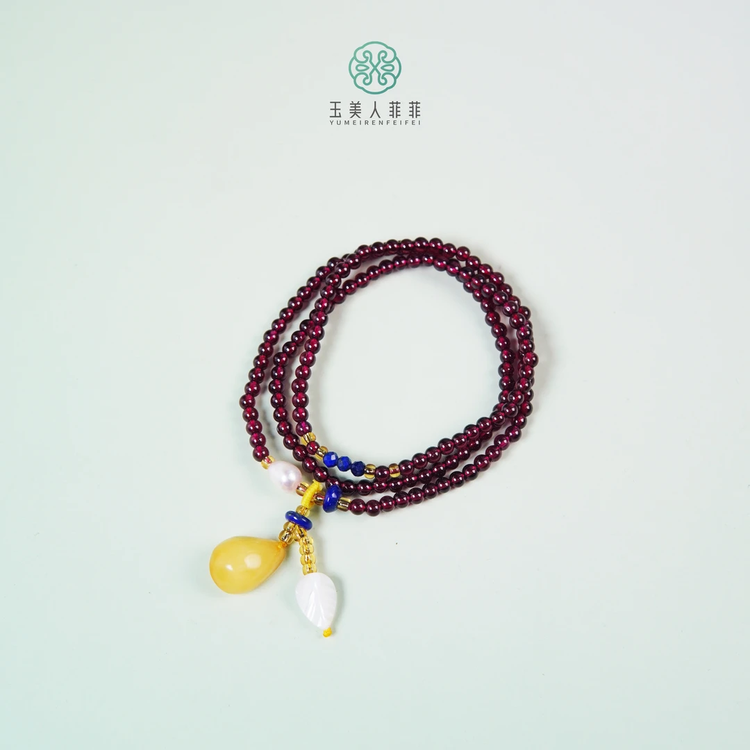 石惑珠宝~石榴石多圈手串约3mm+多样性发一
