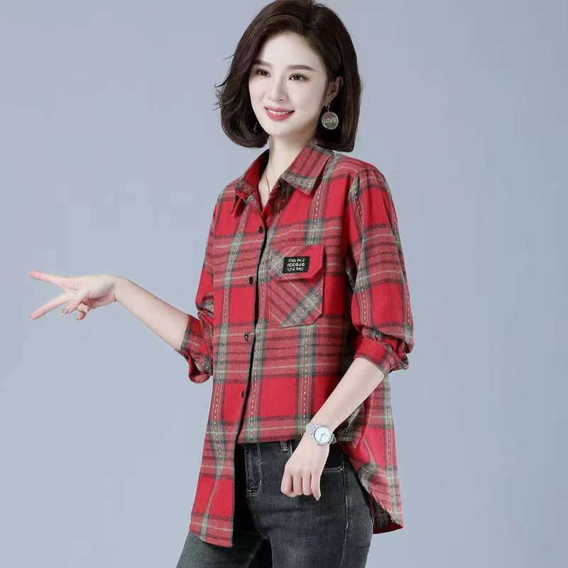 2025新品洋气时尚百搭复古大码显瘦衬衣长袖休闲夏季宽松韩版衬衫