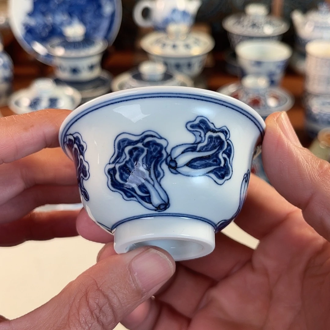 手工手绘白菜压手杯，